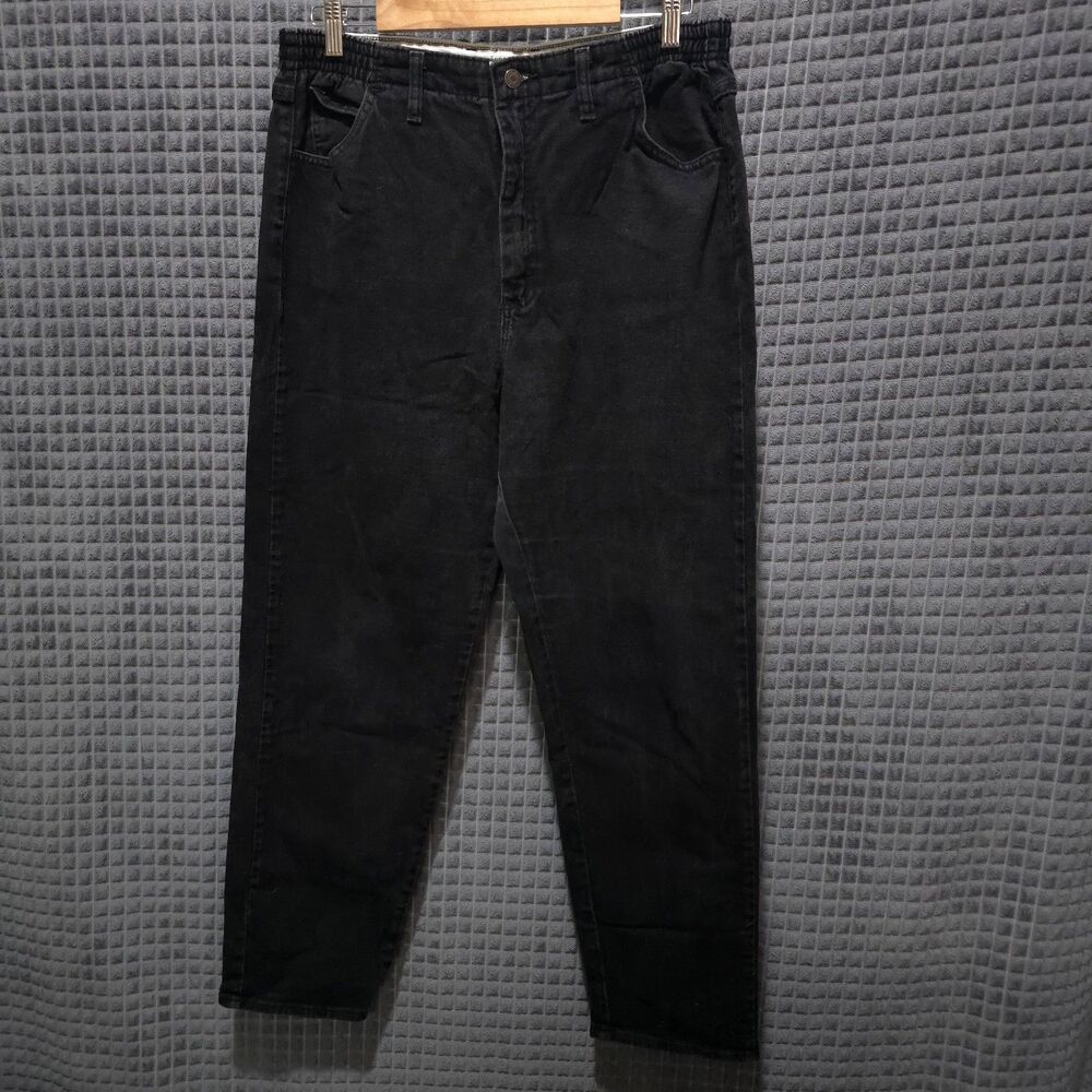VTG Black Denim Baggy Jeans 14M 34x33 Y2K 90s Lee Riders High Rise Faded Stretch